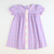 Embroidered Bunnies Collared Dress - Pink & Purple Plaid