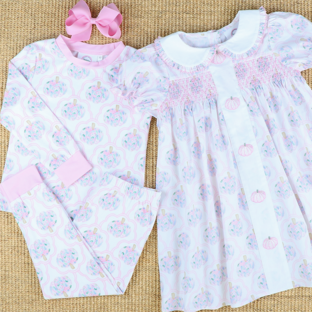 Pajama Set - Scalloped Floral Pumpkins