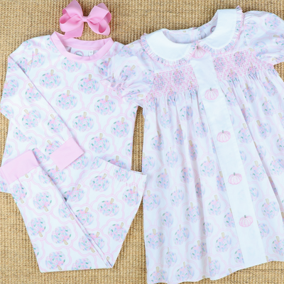 Pajama Set - Scalloped Floral Pumpkins