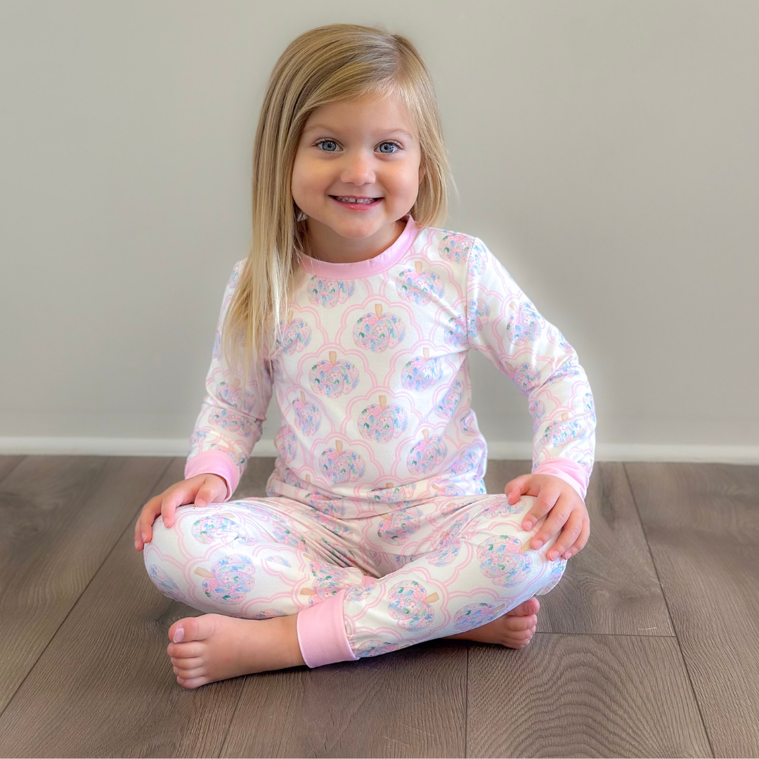 Pajama Set - Scalloped Floral Pumpkins - Stellybelly