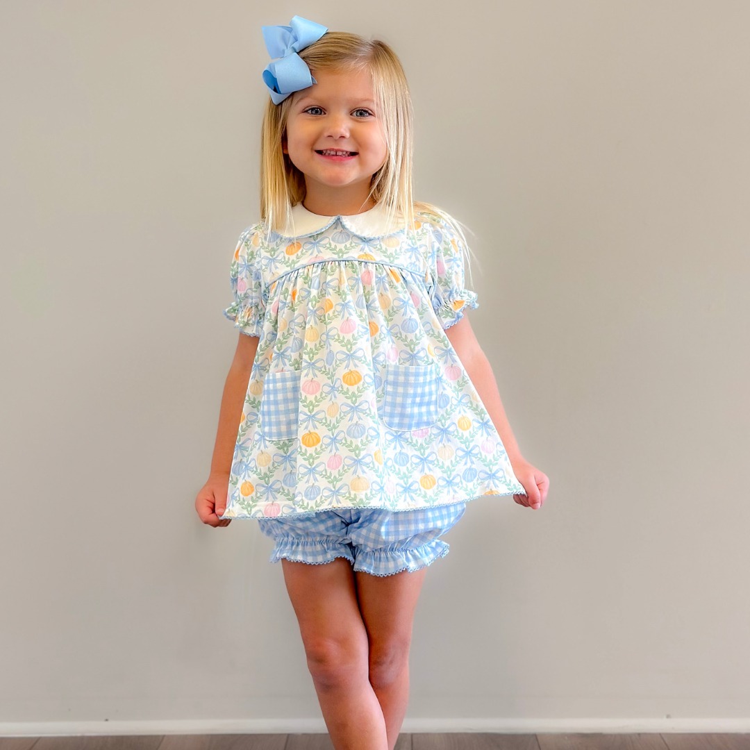 Playground Pocket Set - Pumpkin Blue Bow Trellis - Stellybelly
