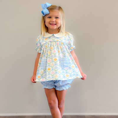 Playground Pocket Set - Pumpkin Blue Bow Trellis - Stellybelly