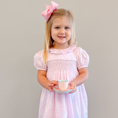 Smocked Geo Dress - Tiny Pink Floral