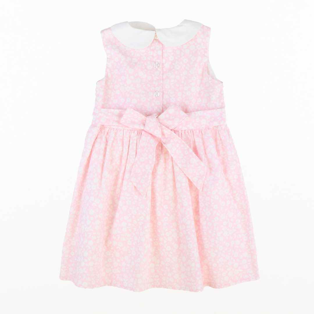 Collared Smocked Dress - Light Pink Floral - Stellybelly
