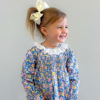 Eyelet Ruffle Set - Blue Floral - Stellybelly