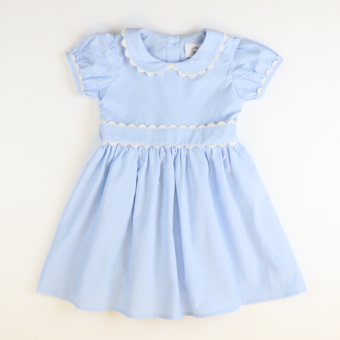 Scalloped Chambray Dress - Light Blue