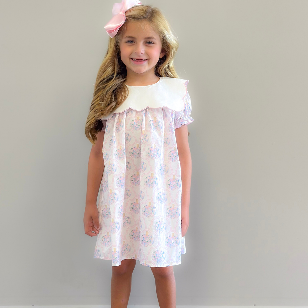 Collared Dress - Scalloped Floral Pumpkins - Stellybelly