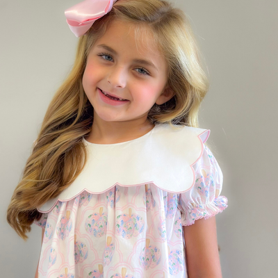 Collared Dress - Scalloped Floral Pumpkins - Stellybelly