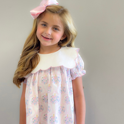Collared Dress - Scalloped Floral Pumpkins - Stellybelly
