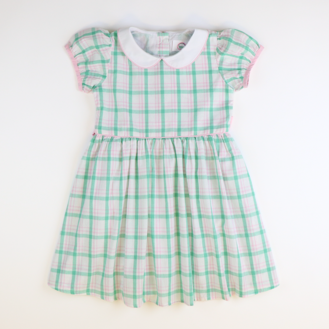 Collared Dress - Preppy Pink & Green Plaid