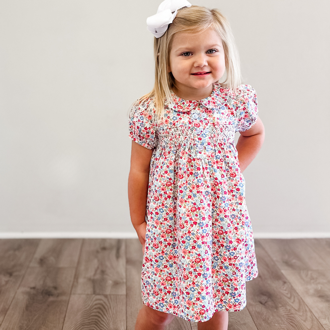 Collared Geo Dress - Fall Floral