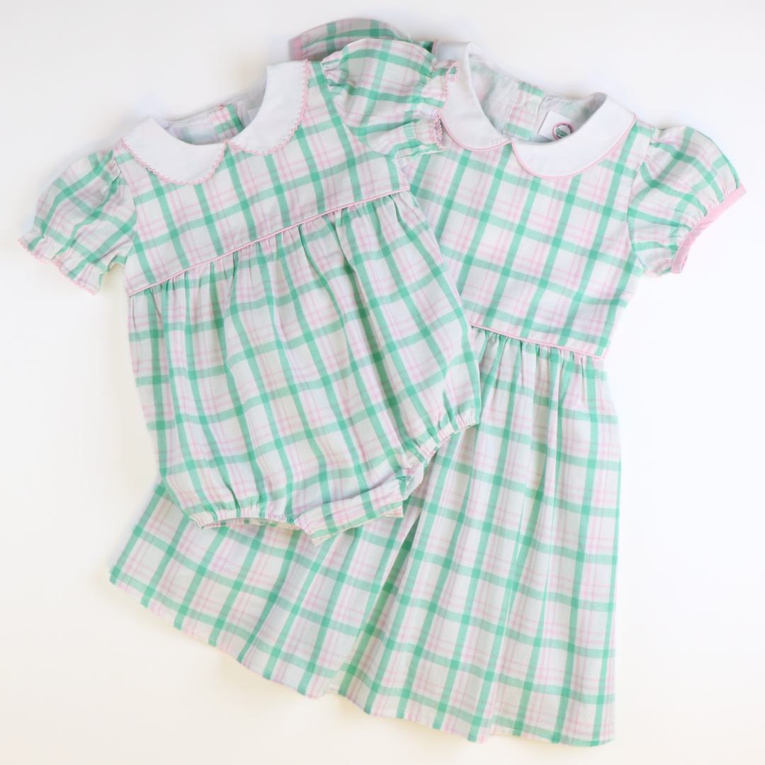 Collared Dress - Preppy Pink & Green Plaid