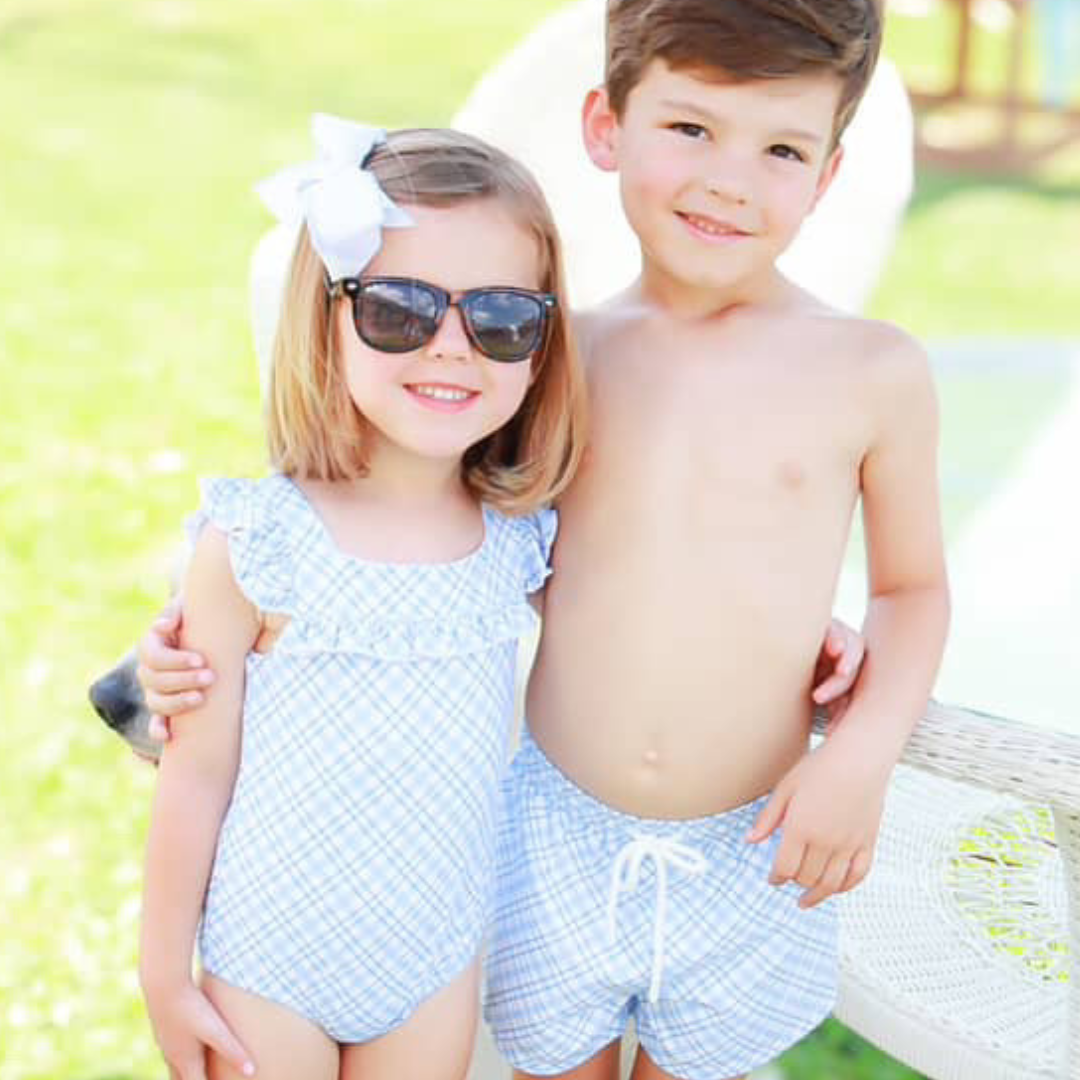 Swim Trunks - Coastal Blue Plaid
