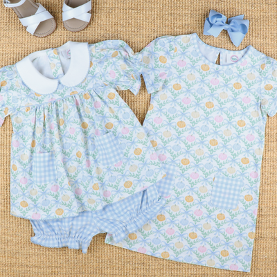 Playground Pocket Set - Pumpkin Blue Bow Trellis