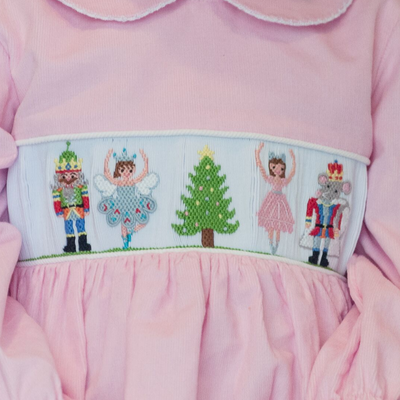 Smocked Nutcracker Collared Girl Long Bubble - Stellybelly