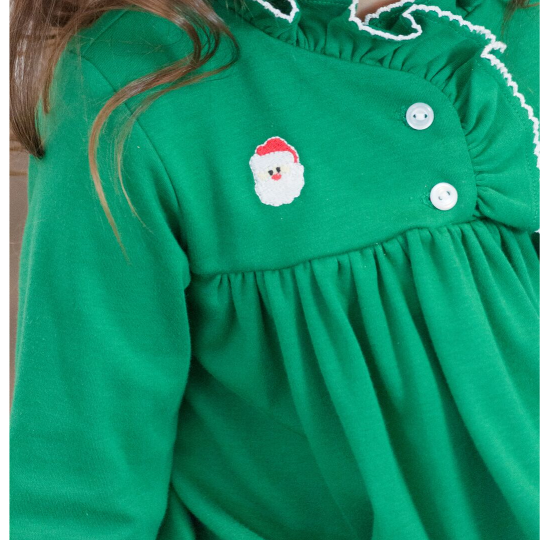 Embroidered Santa Face Nightgown - Christmas Green - Stellybelly
