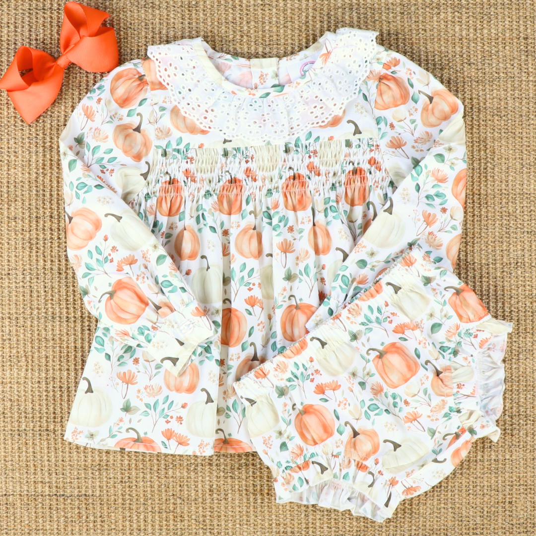 Eyelet Ruffle Set - Autumn Pumpkins
