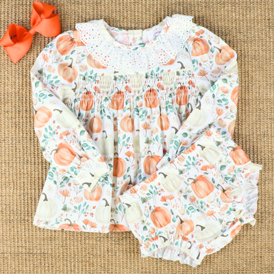 Eyelet Ruffle Set - Autumn Pumpkins