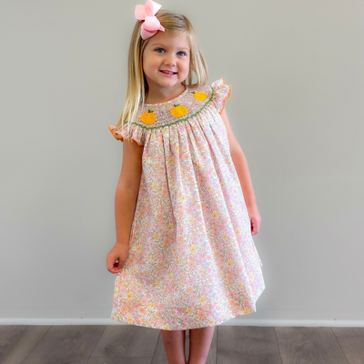 Smocked Pumpkins Bishop - Fall Floral - Stellybelly