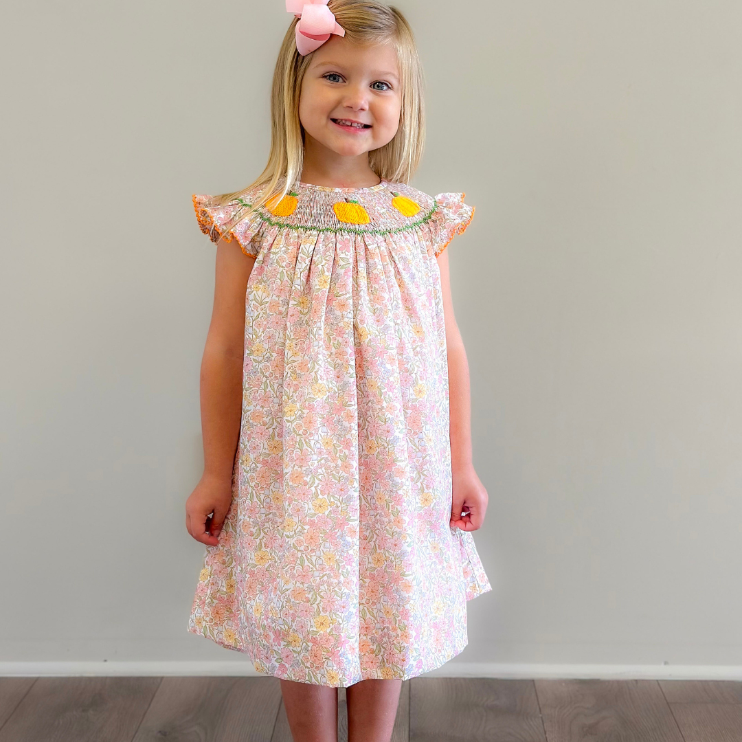Smocked Pumpkins Bishop - Fall Floral - Stellybelly