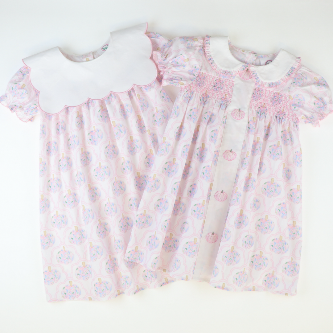 Collared Dress - Scalloped Floral Pumpkins - Stellybelly