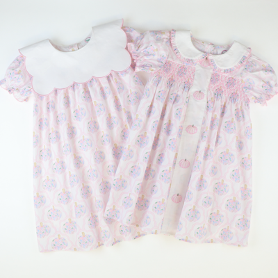 Collared Dress - Scalloped Floral Pumpkins - Stellybelly