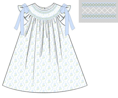 Smocked Geo Bishop- Hydrangea Blooms