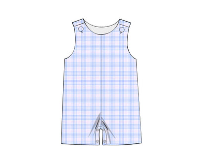 Sunday Brunch Shortall - Blue & Pink Plaid Seersucker