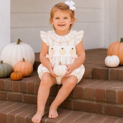 Heirloom Pumpkins Ruffle Neck Girl Bubble - Floral
