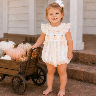 Heirloom Pumpkins Ruffle Neck Girl Bubble - Floral