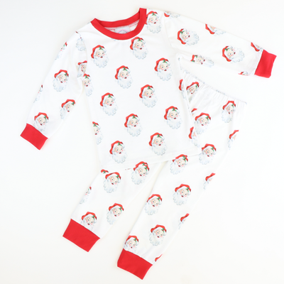 Knit Pajama Set - Holly Jolly Santa White