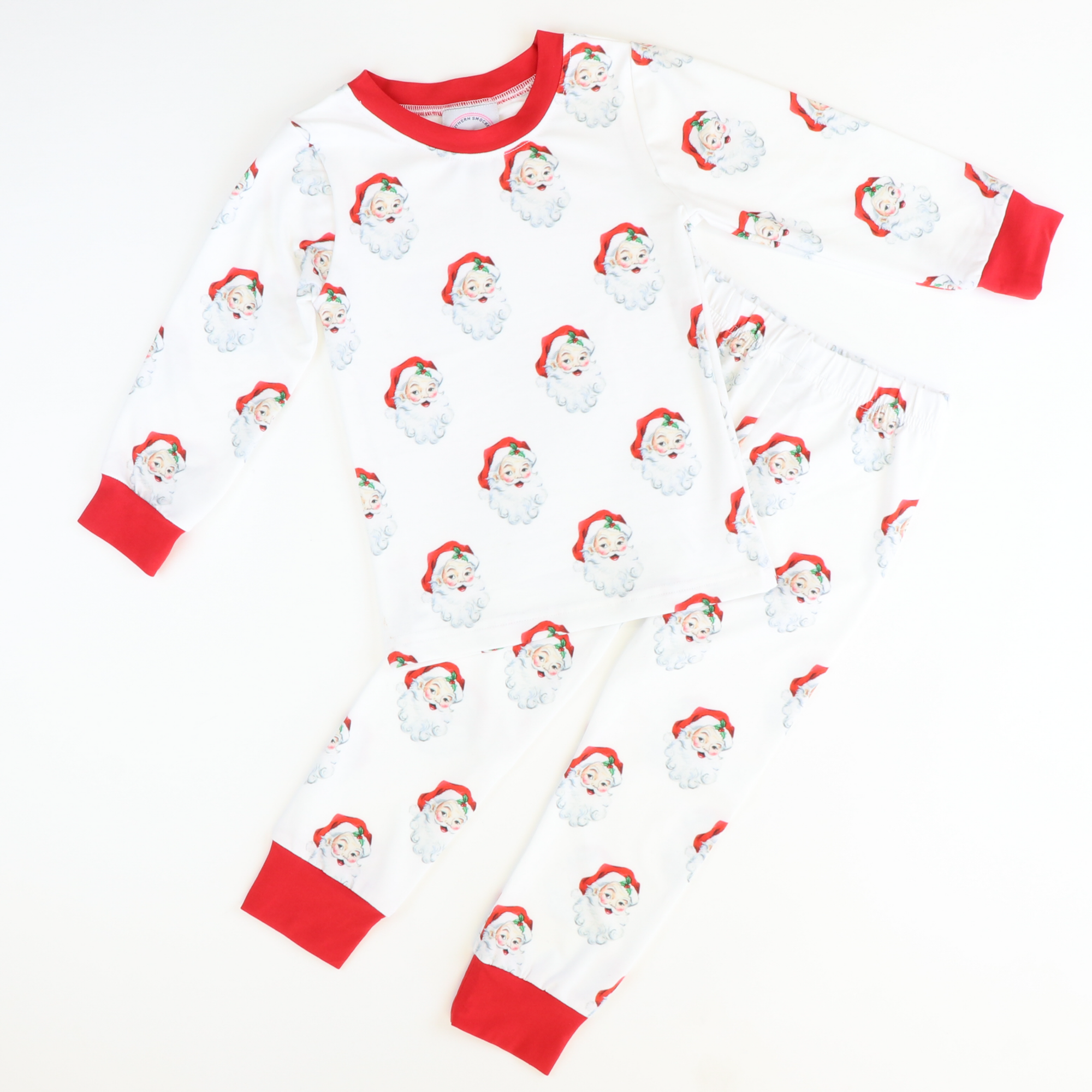 Vintage Holly Jolly Santa Claus White Knit Pajama Set - Stellybelly