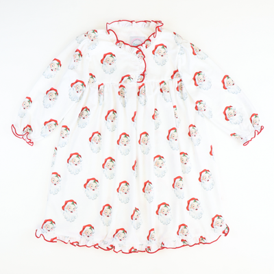 Knit Nightgown - Holly Jolly Santa White