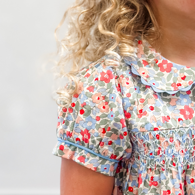 Smocked Collared Dress - Garden Floral