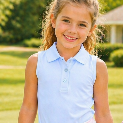 Girls Courtside Polo - Light Blue