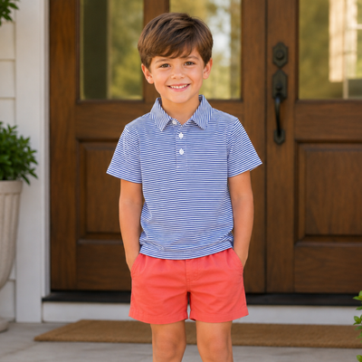 Signature Polo - Royal Blue Stripe Knit