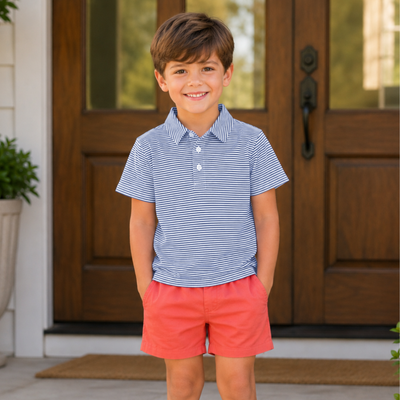 Signature Polo - Slate Blue Stripe Knit