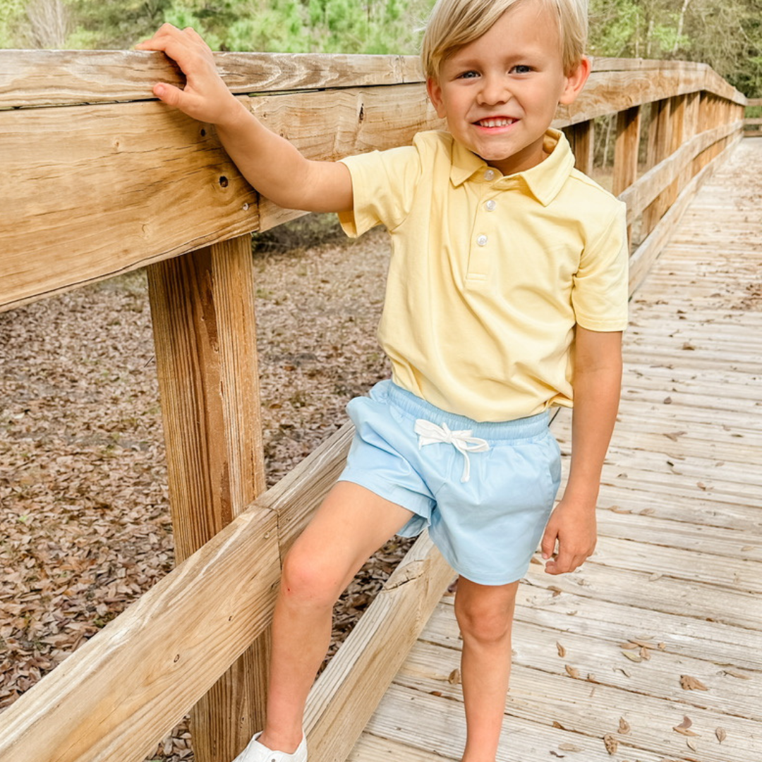 Boys Signature Knit Polo - Solid Pastel Yellow