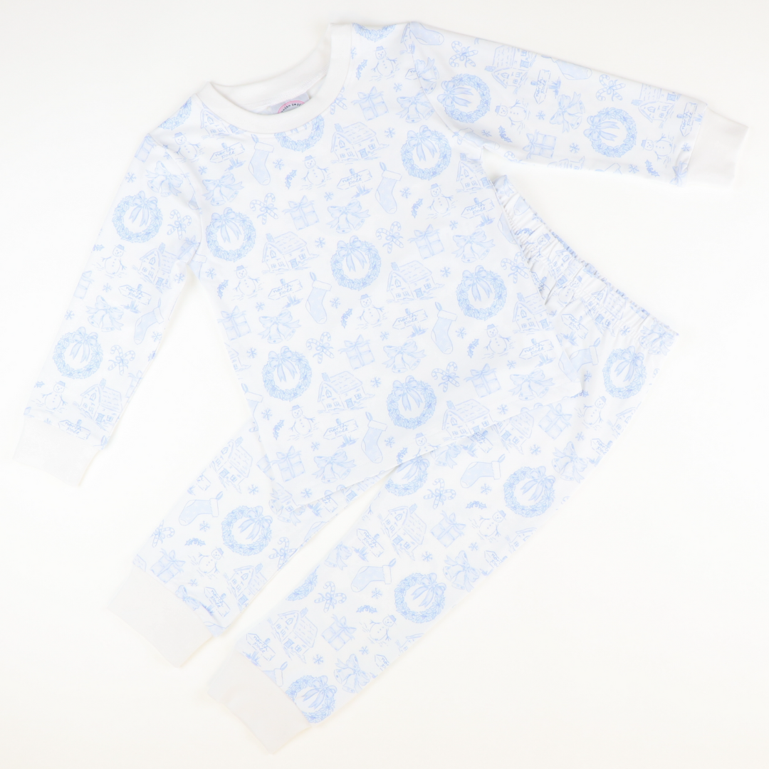 Knit Pajama Set - Blue Christmas