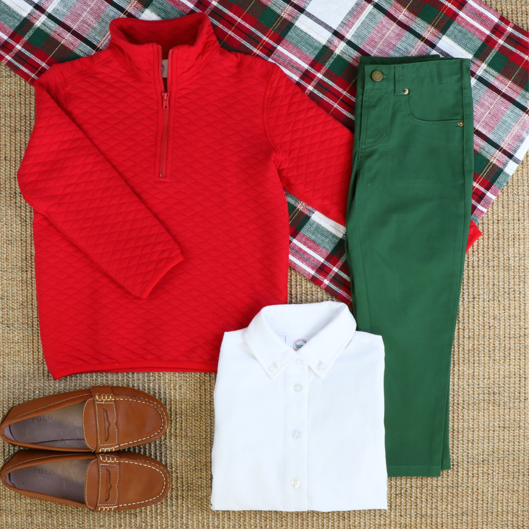 Quilted Knit Quarter-Zip - Holiday Red