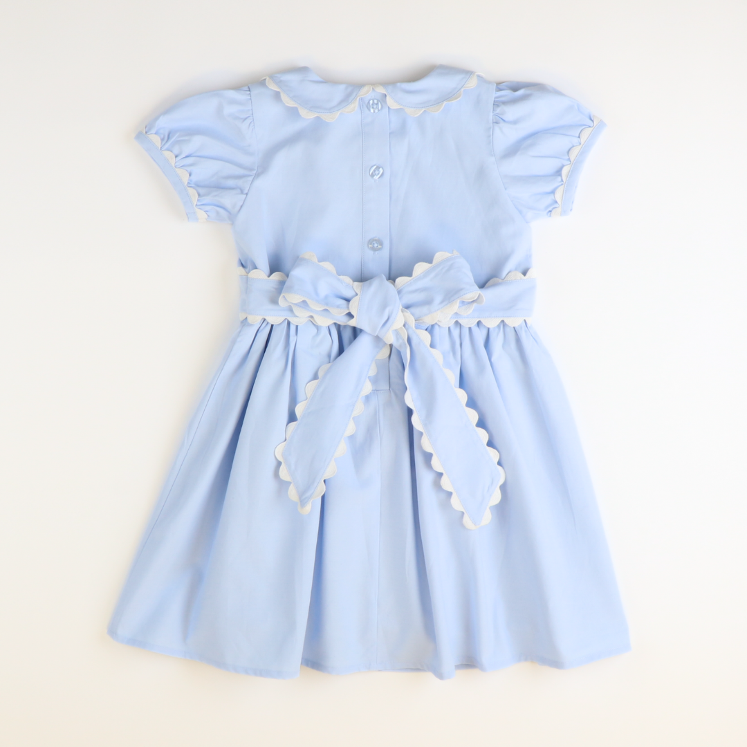 Scalloped Chambray Dress - Light Blue