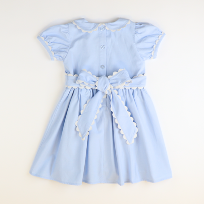 Scalloped Chambray Dress - Light Blue