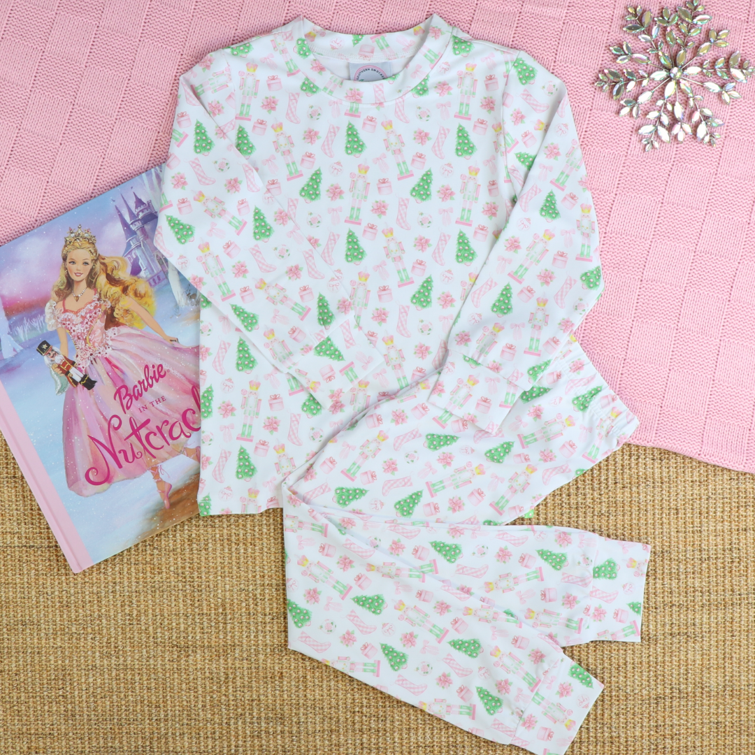 Knit Pajama Set - Preppy Pink Christmas