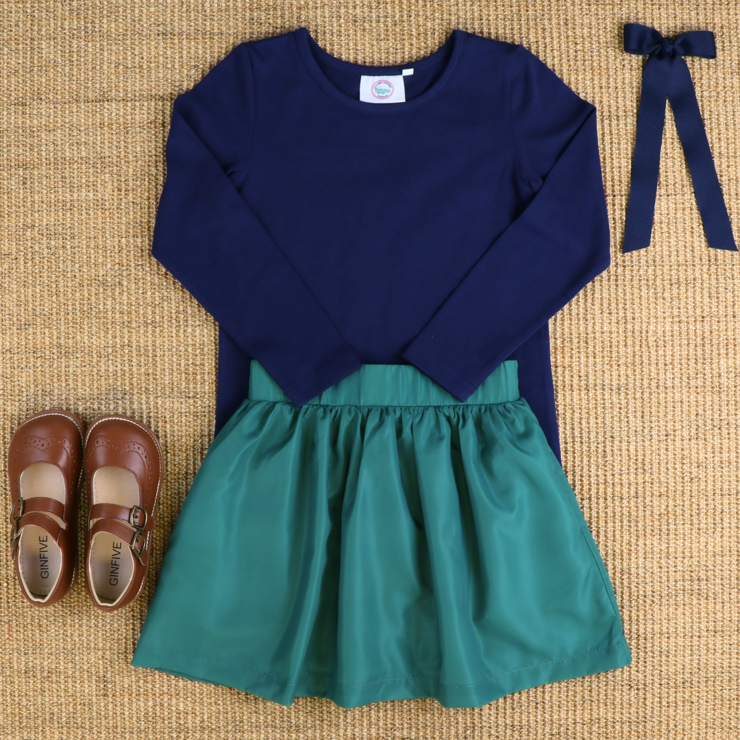 Out & About Girls Knit Top - Navy Blue