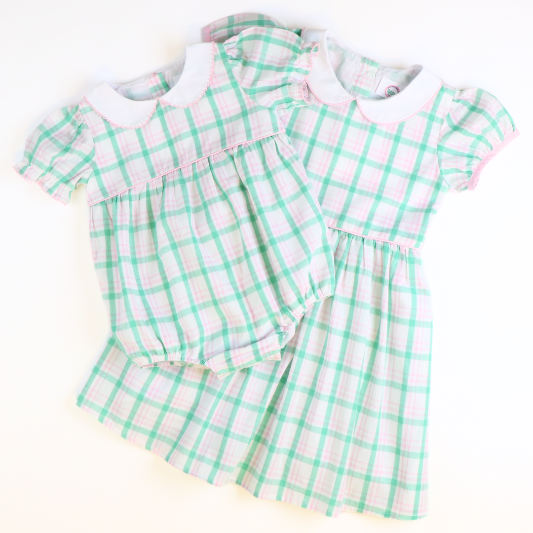 Collared Dress - Preppy Pink & Green Plaid