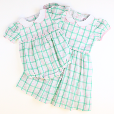 Collared Dress - Preppy Pink & Green Plaid