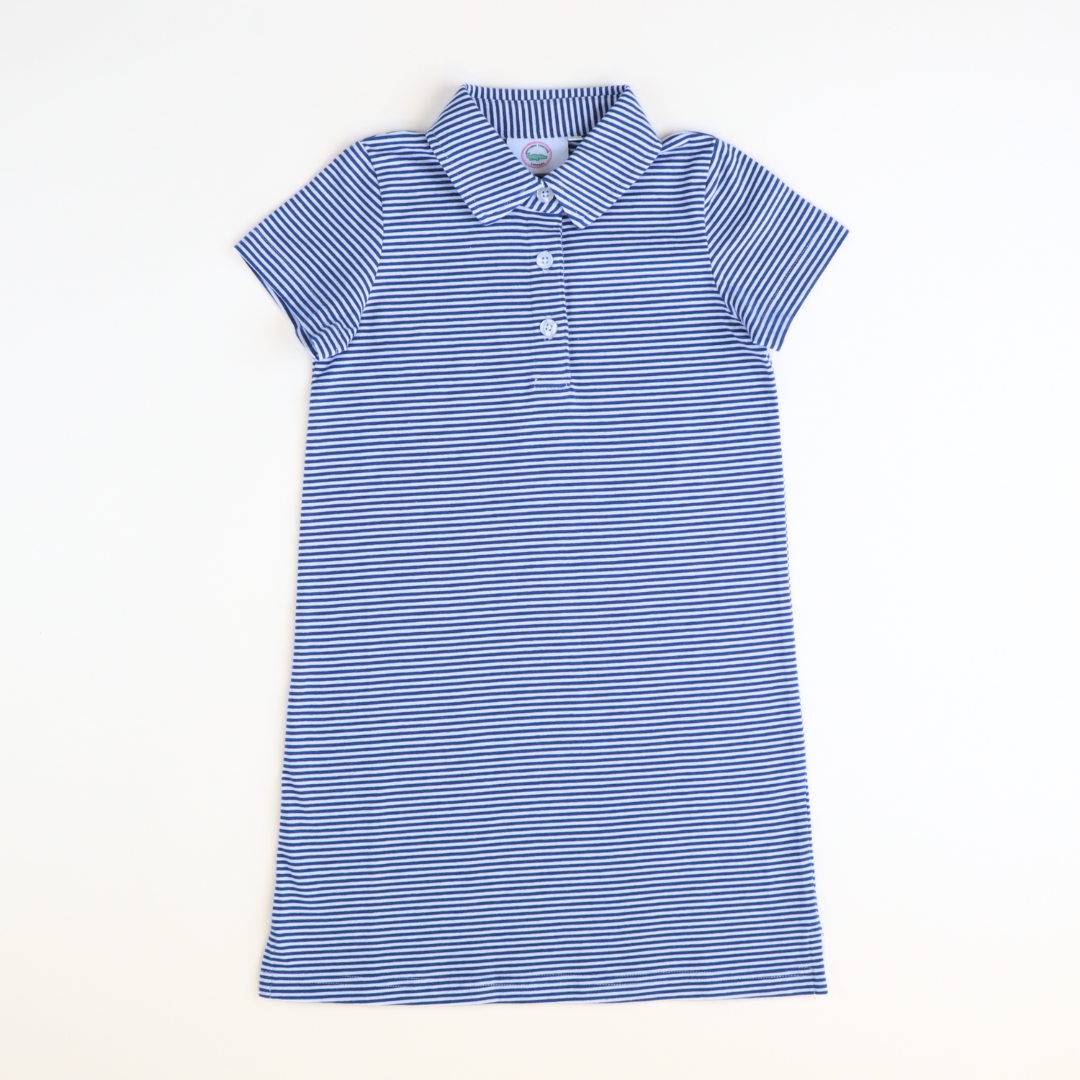 Polo Dress - Royal Blue Stripe Knit
