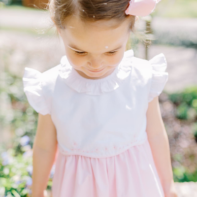 Embroidered Ruffle Girl Bubble - Light Pink - Stellybelly