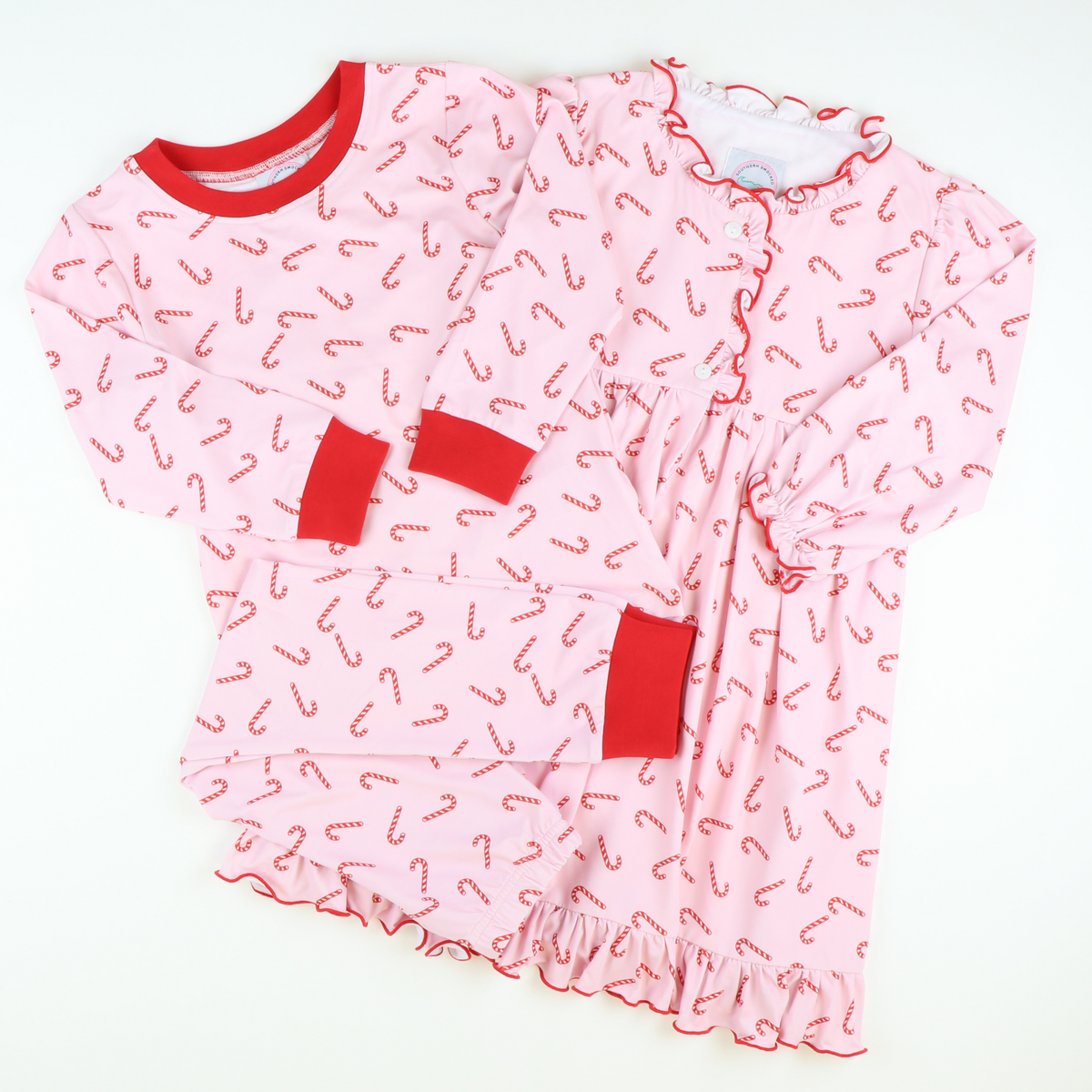 Candy Canes Pink Knit Pajama Set - Stellybelly