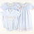 Smocked Tiny Pumpkins Girl Bubble - Light Blue Mini Check Seersucker - Stellybelly